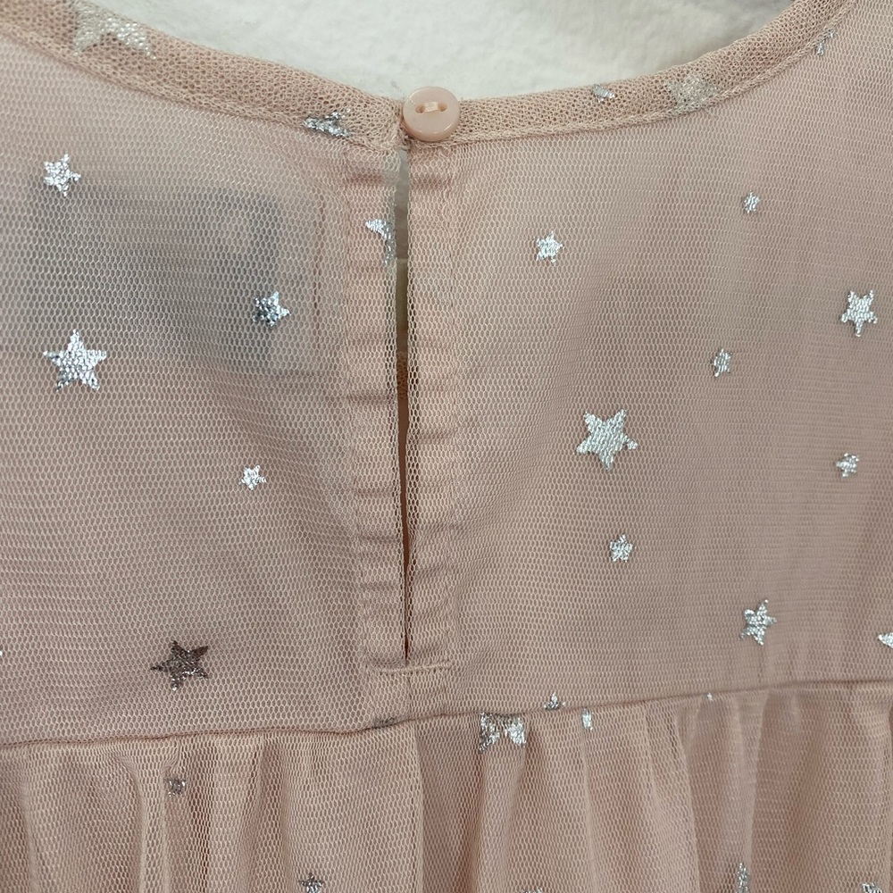SOLD     Old Navy • Light Pink Silver Metallic Star Sheer Sleeves Long Dress - Picture 14 of 15